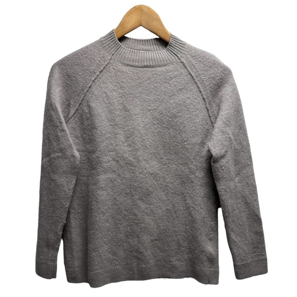 Reiss Women's Sz Medium Jumper Sweater Gray 100% Wool Tight Knit Long Sleeve euc